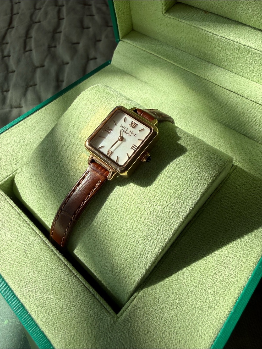 Mother of Pearl Lola Rose Watch with Brown Leather Strap